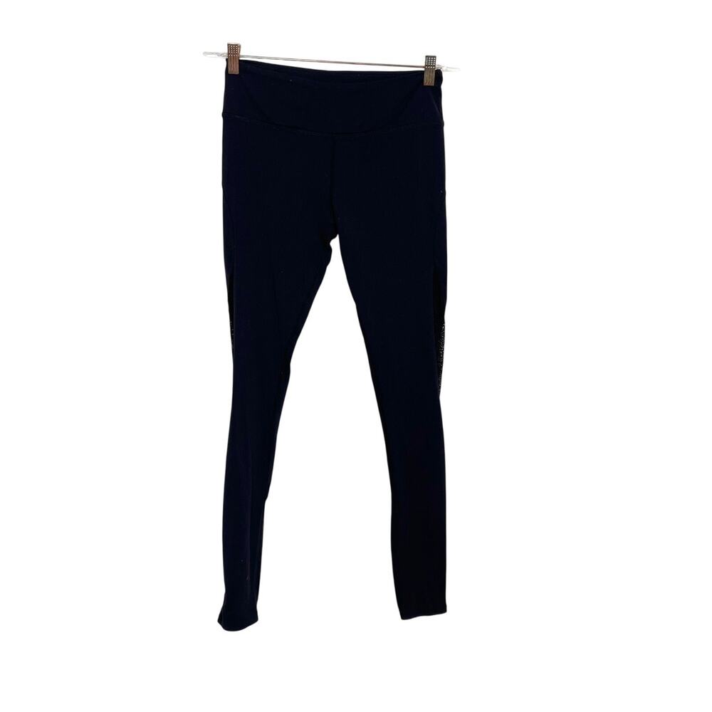 Pure Barre by Splits59 Lace Inset Pieced Leggings Black Medium M Womens Stretch